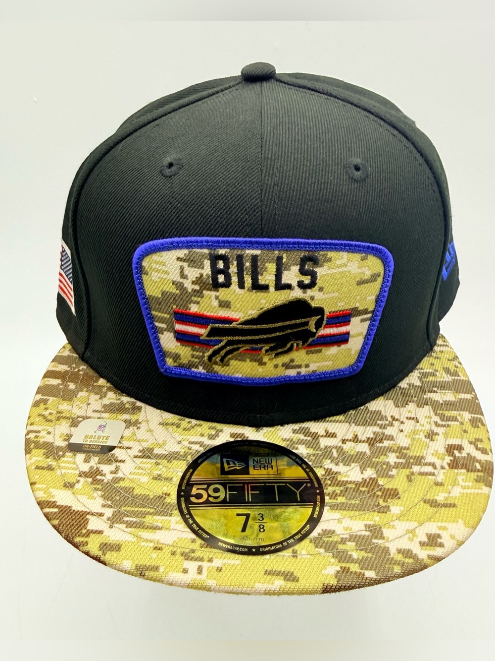 Buffalo Bills New Era 59FIFTY Salute to Service Fitted Hat 7 3/8 Camo NWT